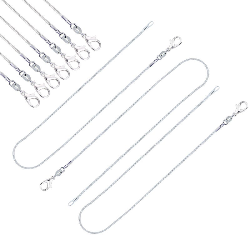 CrazyPiercing 10pcs 24 Inch Silver Plated with 925 Stamp 1.2mm DIY Snake Chain Charms Link Necklace With Lobster Clasps for Jewelry Making (24) - Image 3